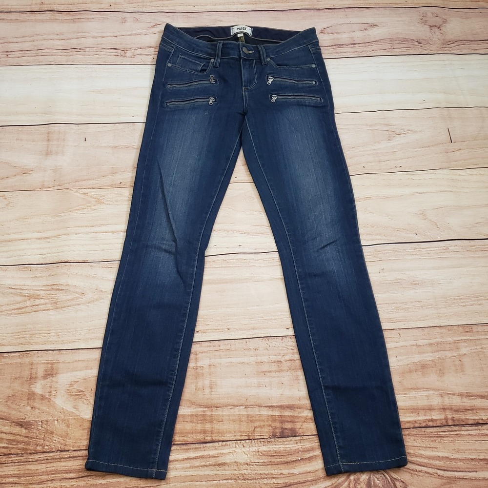 Paige Jeans‎ Women 26 Blue Skinny Edgemont Low Rise Denim Zipper Pockets Ladies